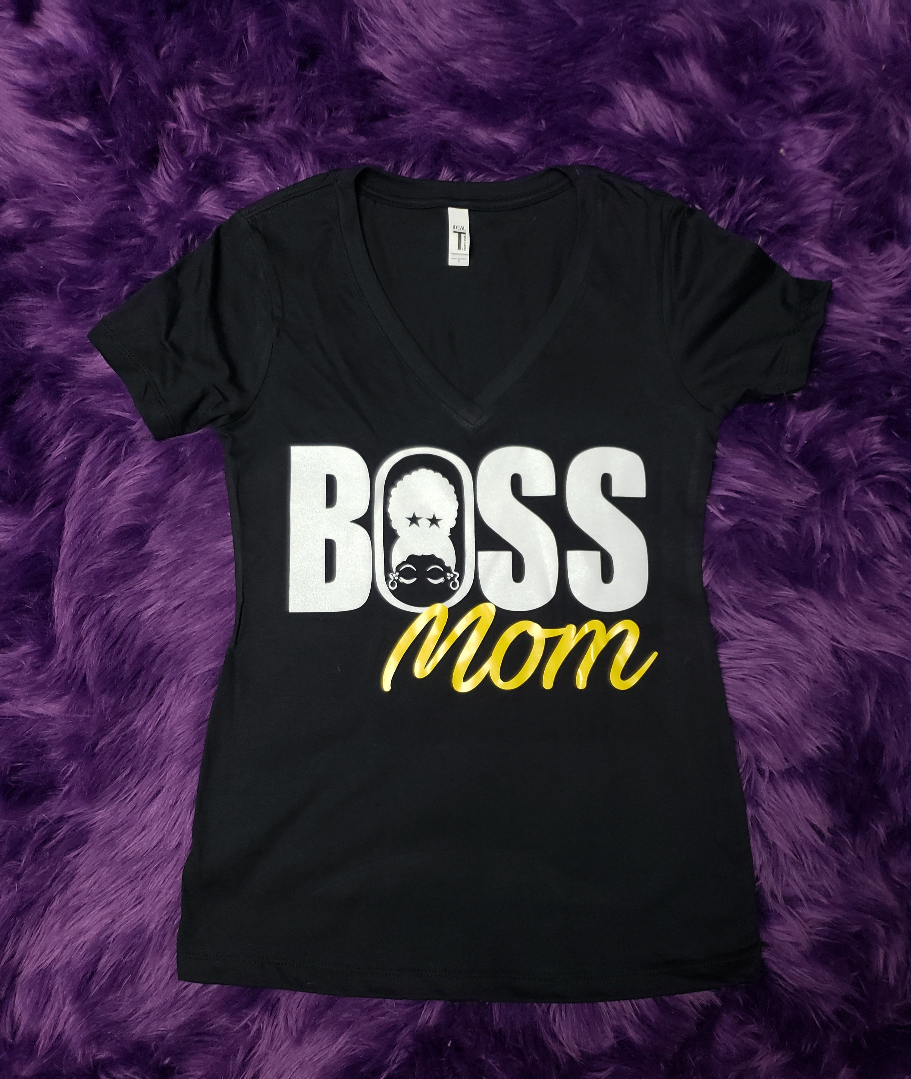 Boss Mom Fitted V- Neck Shirt