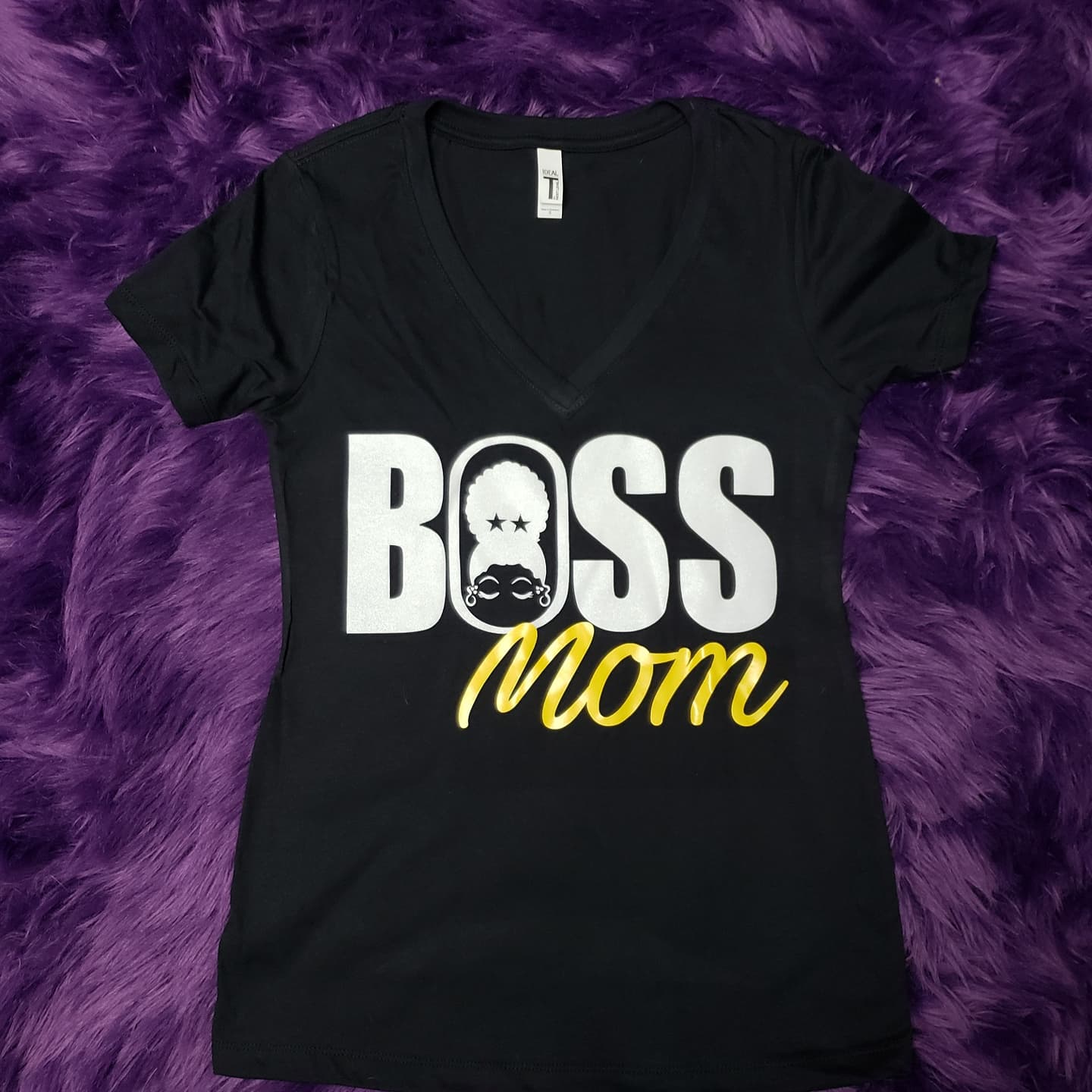 Boss Mom Fitted V- Neck Shirt